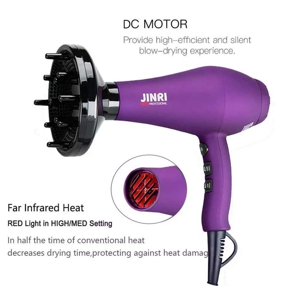 JINRI 1875W Professional Lightweight Salon Negative Ions Far Infrared Hair Dryer - Picture 3 of 7